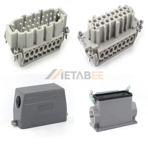 HE Series High Construction Heavy Duty Connector, 16+PE, Surface Mounting, Screw Terminal, Top/Side Entry, 16A/500V