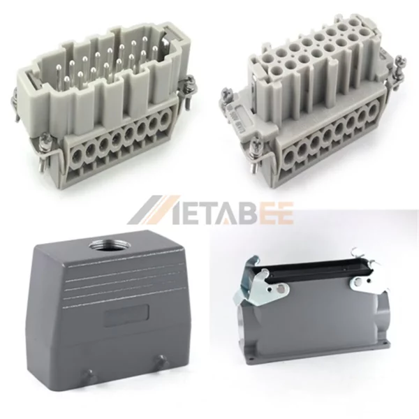 HE Series High Construction Heavy Duty Connector, 16+PE, Surface Mounting, Screw Terminal, Top/Side Entry, 16A/500V