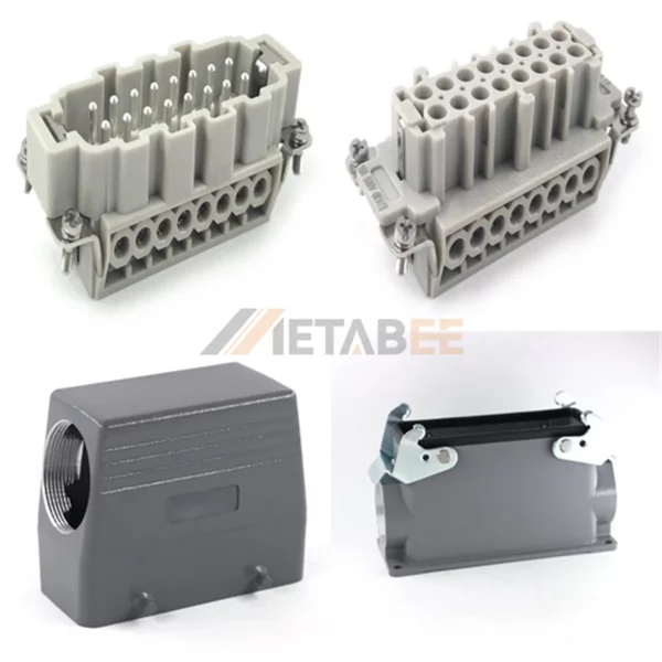 HE Series High Construction Heavy Duty Connector, 16+PE, Surface Mounting, Screw Terminal, Top/Side Entry, 16A/500V