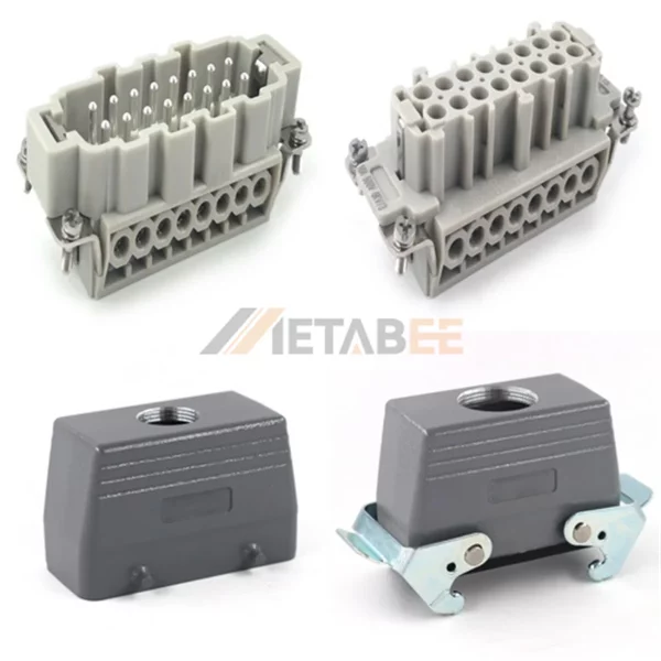 HE Series Heavy Duty Connector, 16+PE, Cable to Cable, Screw Terminal, Top/Side Entry, 16A/500V