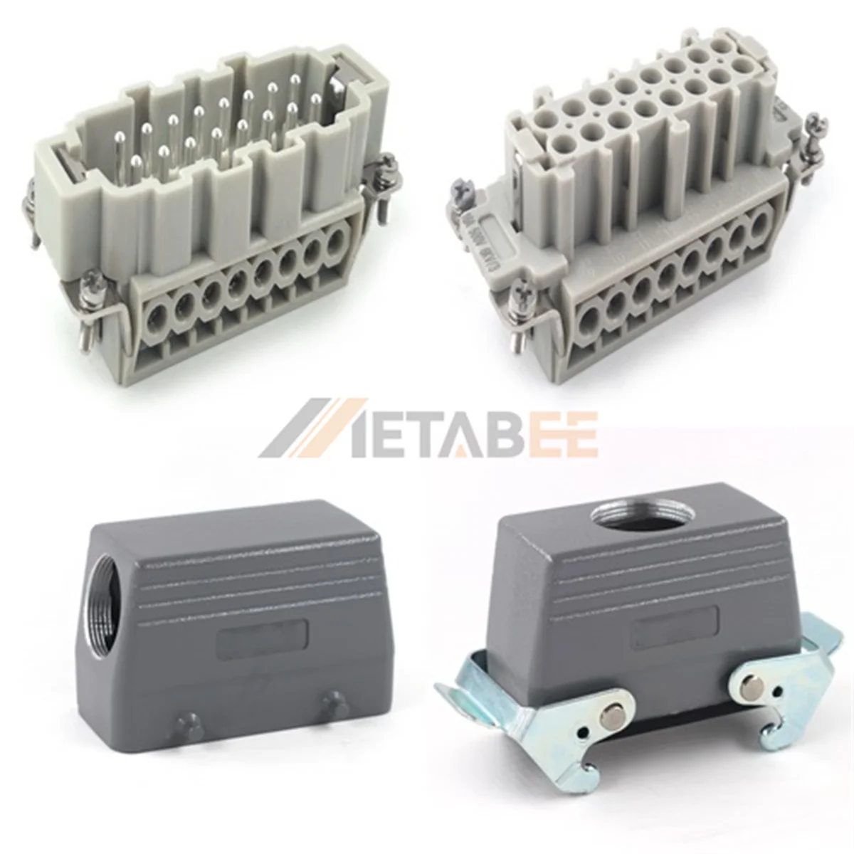 HE Series Heavy Duty Connector, 16+PE, Cable to Cable, Screw Terminal, Top/Side Entry, 16A/500V