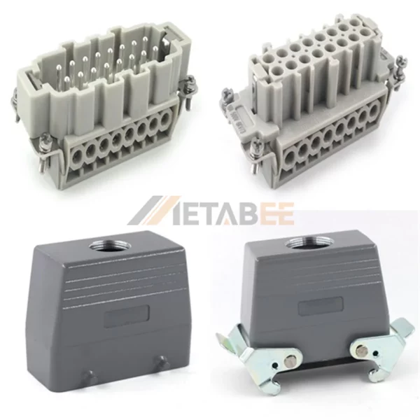 HE Series High Construction Heavy Duty Connector, 16+PE, Cable to Cable, Screw Terminal, Top/Side Entry, 16A/500V