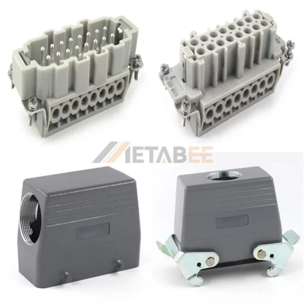 HE Series High Construction Heavy Duty Connector, 16+PE, Cable to Cable, Screw Terminal, Top/Side Entry, 16A/500V