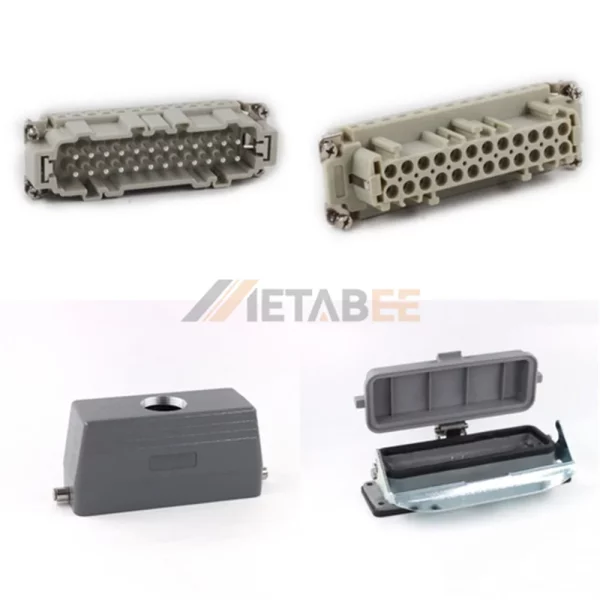 HE Series Heavy Duty Connector, 24+PE, Bulkhead with Cover, Screw Terminal, Top/Side Entry, 16A/500V