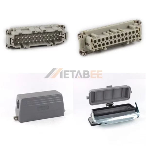 HE Series Heavy Duty Connector, 24+PE, Bulkhead with Cover, Screw Terminal, Top/Side Entry, 16A/500V