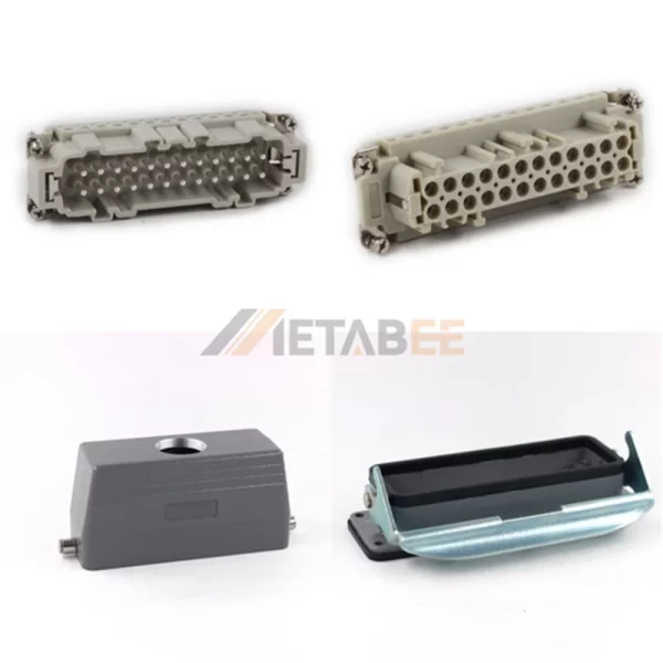 HE Series Heavy Duty Connector, 24+PE, Bulkhead Mounting, Screw Terminal, Top/Side Entry, 16A/500V