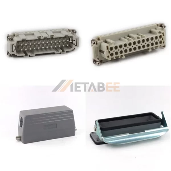 HE Series Heavy Duty Connector, 24+PE, Bulkhead Mounting, Screw Terminal, Top/Side Entry, 16A/500V