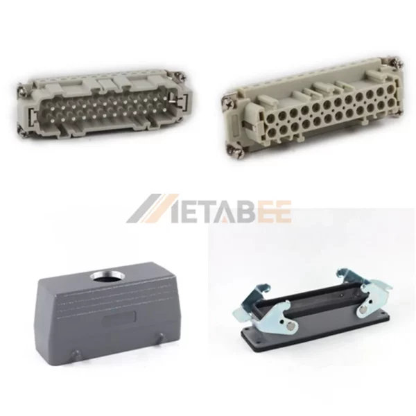 HE Series Heavy Duty Connector, 24+PE, Bulkhead with 2 Levers, Screw Terminal, Top/Side Entry, 16A/500V