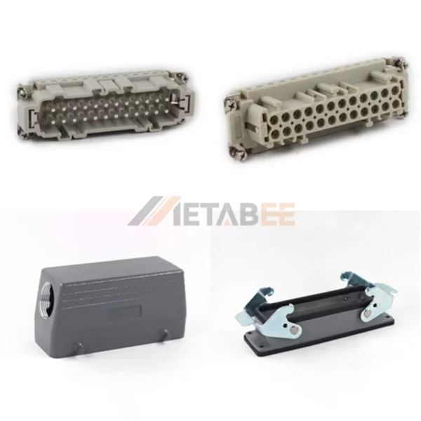 HE Series Heavy Duty Connector, 24+PE, Bulkhead with 2 Levers, Screw Terminal, Top/Side Entry, 16A/500V