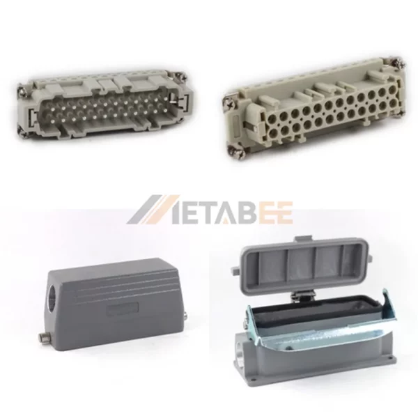 HE Series Heavy Duty Connector, 24+PE, Surface Mounting Cover, Screw Terminal, Top/Side Entry, 16A/500V