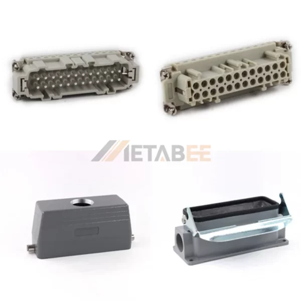 HE Series Heavy Duty Connector, 24+PE, Surface Mounting, Screw Terminal, Top/Side Entry, 16A/500V