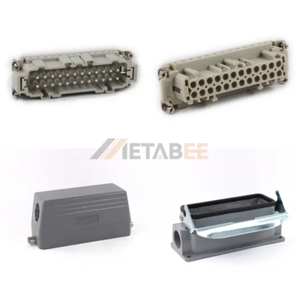 HE Series Heavy Duty Connector, 24+PE, Surface Mounting, Screw Terminal, Top/Side Entry, 16A/500V