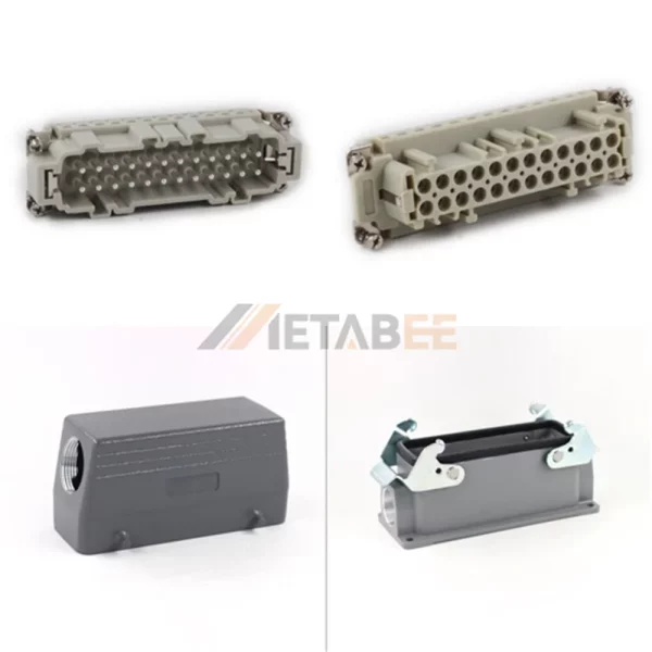 HE Series Heavy Duty Connector, 24+PE, Surface with 2 Levers, Quick Lock Terminal, Top/Side Entry, 16A/500V