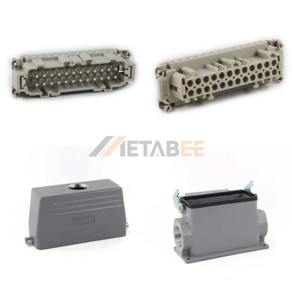 HE Series High Construction Heavy Duty Connector, 24+PE, Surface Mounting, Screw Terminal, Top/Side Entry, 16A/500V
