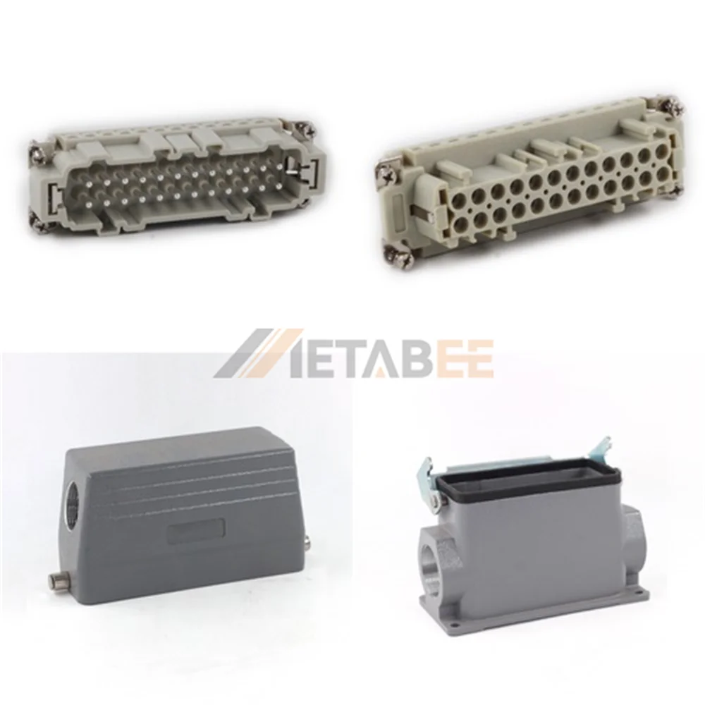 HE Series High Construction Heavy Duty Connector, 24+PE, Surface Mounting, Screw Terminal, Top/Side Entry, 16A/500V