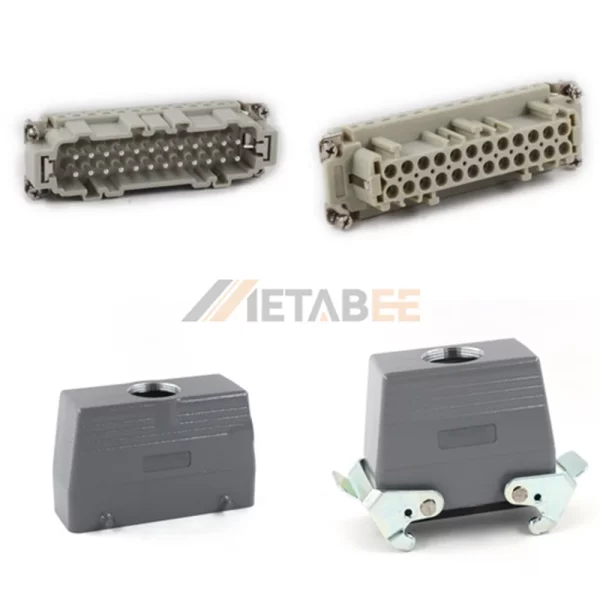 HE Series High Construction Heavy Duty Connector, 24+PE, Cable to Cable, Screw Terminal, Top/Side Entry, 16A/500V