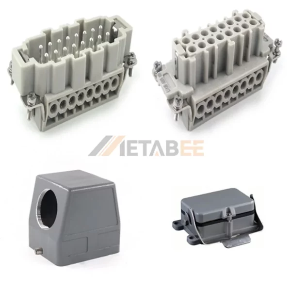 HE Series Heavy Duty Connector, 32+PE, Bulkhead with Cover, Screw Terminal, Top/Side Entry, 16A/500V