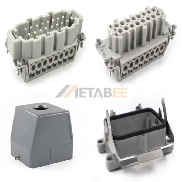HE Series Heavy Duty Connector, 32+PE, Bulkhead, Screw Terminal, Top/Side Entry, 16A/250V