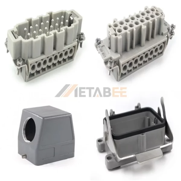 HE Series Heavy Duty Connector, 32+PE, Bulkhead, Screw Terminal, Top/Side Entry, 16A/250V