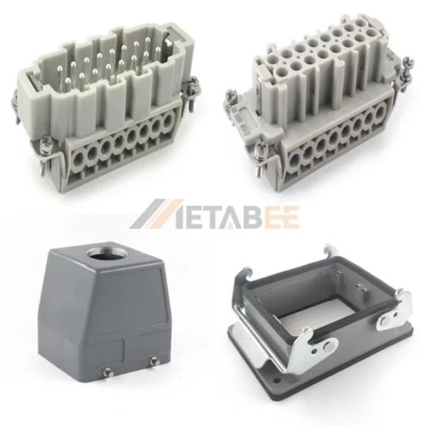 HE Series Heavy Duty Connector, 32+PE, Bulkhead, 2 Levers, Screw Terminal, Top/Side Entry, 16A/250V