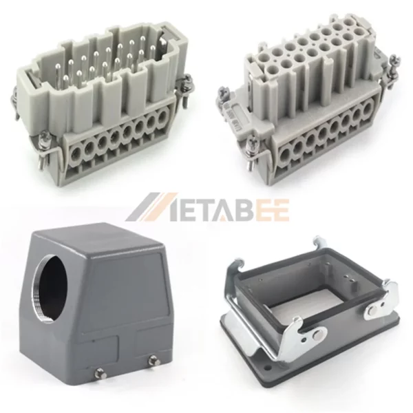 HE Series Heavy Duty Connector, 32+PE, Bulkhead, 2 Levers, Screw Terminal, Top/Side Entry, 16A/250V