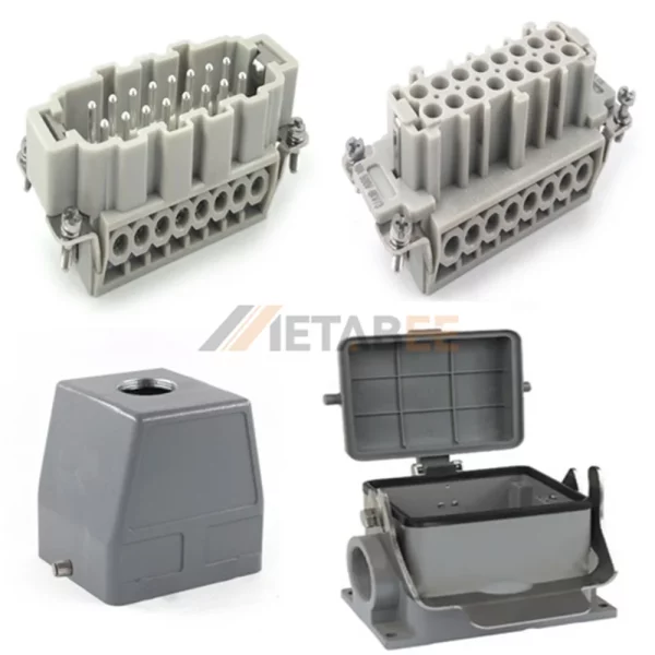 HE Series Heavy Duty Connector, 32+PE, Surface Mounting Cover, Screw Terminal, Top/Side Entry, 16A/250V