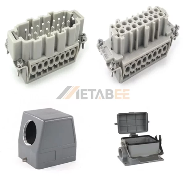 HE Series Heavy Duty Connector, 32+PE, Surface Mounting Cover, Screw Terminal, Top/Side Entry, 16A/250V