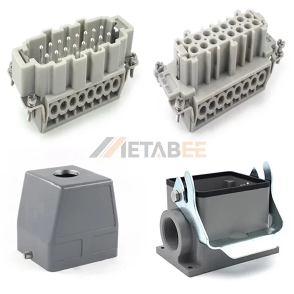 HE Series Heavy Duty Connector, 32+PE, Surface Mounting, Screw Terminal, Top/Side Entry, 16A/250V