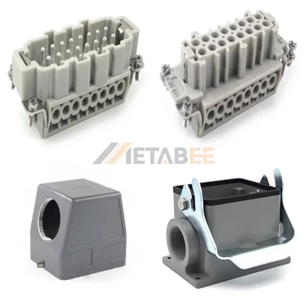 HE Series Heavy Duty Connector, 32+PE, Surface Mounting, Screw Terminal, Top/Side Entry, 16A/250V