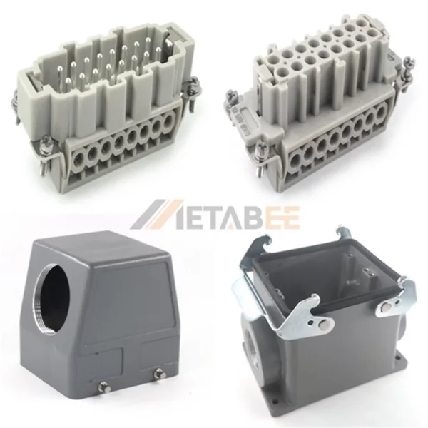 HE Series Heavy Duty Connector, 32+PE, Surface Mount, 2 Levers, Screw Terminal, Top/Side Entry, 16A/250V