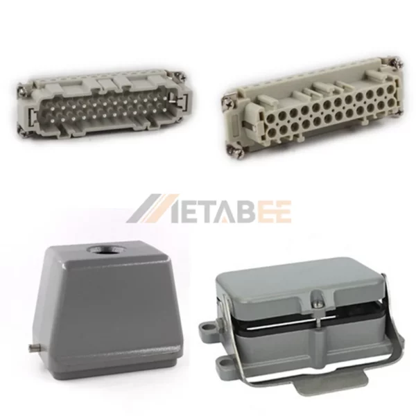 HE Series Heavy Duty Connector, 48+PE, Bulkhead Mount with Cover, Screw Terminal, Top/Side Entry, 16A/500V