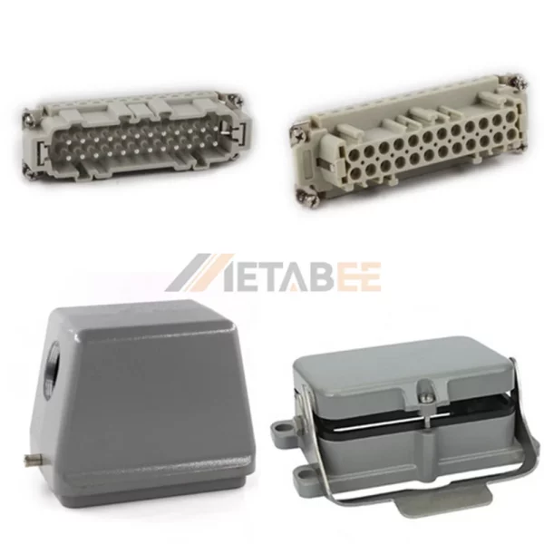 HE Series Heavy Duty Connector, 48+PE, Bulkhead Mount with Cover, Screw Terminal, Top/Side Entry, 16A/500V