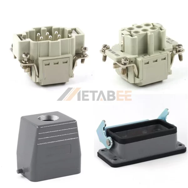 HE Series Heavy Duty Connector, 6+PE, Bulkhead Mounting, Quick Lock Terminal, Top/Side Entry, 16A/500V