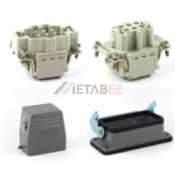 HE Series Heavy Duty Connector, 6+PE, Bulkhead Mounting, Quick Lock Terminal, Top/Side Entry, 16A/500V