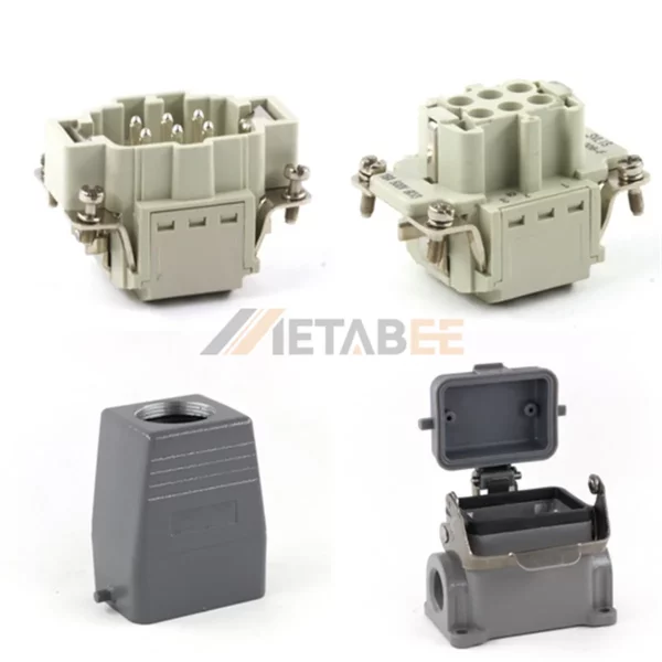 HE Series High Construction Heavy Duty Connector, 6+PE, Quick Lock, Surface Mounting Cover, Top/Side Entry, 16A/500V