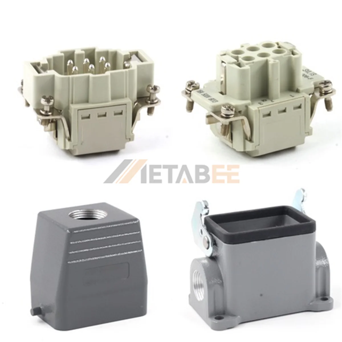 HE Series Heavy Duty Connector, 6+PE, Quick Lock Terminal, Surface Mounting, Top/Side Entry, 16A/500V