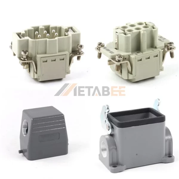 HE Series Heavy Duty Connector, 6+PE, Quick Lock Terminal, Surface Mounting, Top/Side Entry, 16A/500V