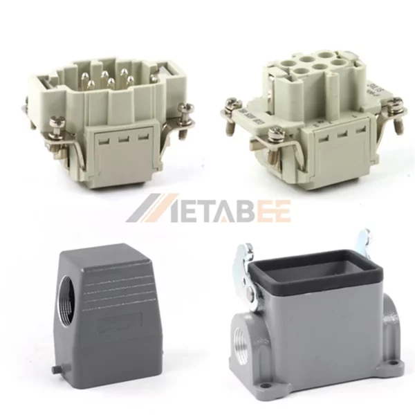 HE Series Heavy Duty Connector, 6+PE, Quick Lock Terminal, High Construction, Top/Side Entry, 16A/500V
