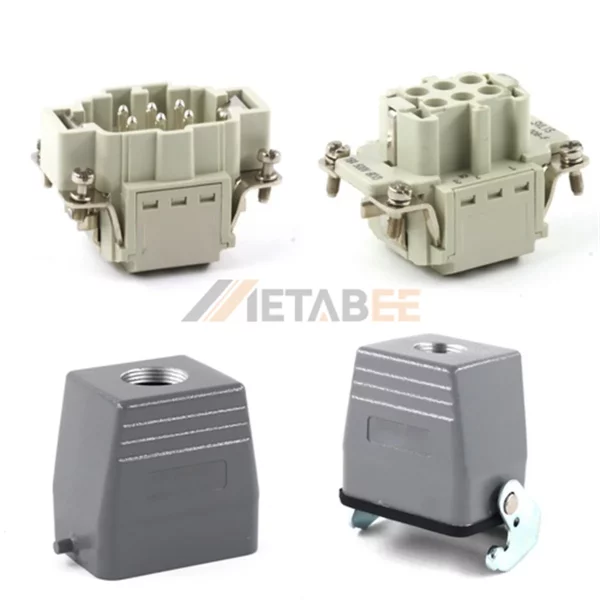 HE Series Heavy Duty Connector, 6+PE, Quick Lock Terminal, Cable to Cable, Top/Side Entry, 16A/500V