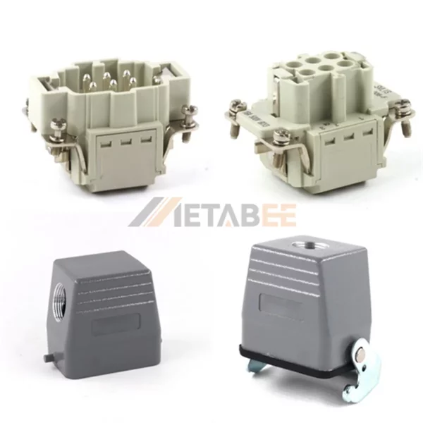 HE Series Heavy Duty Connector, 6+PE, Quick Lock Terminal, Cable to Cable, Top/Side Entry, 16A/500V