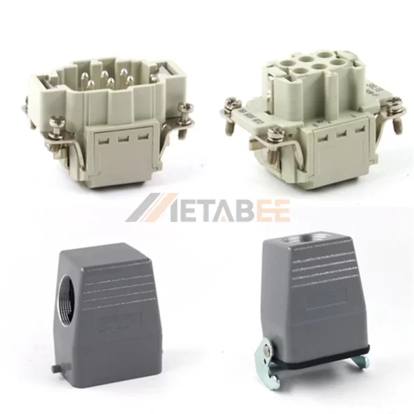 HE Series Heavy Duty Connector, 6+PE, Quick Lock Terminal, Cable to Cable, High Construction, Top/Side Entry, 16A/500V
