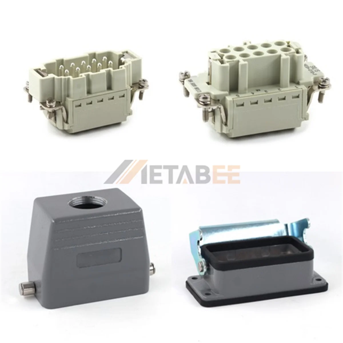 HE Series Heavy Duty Connector, 10+PE, Bulkhead, Quick Lock Terminal, Top/Side Entry, 16A/500V
