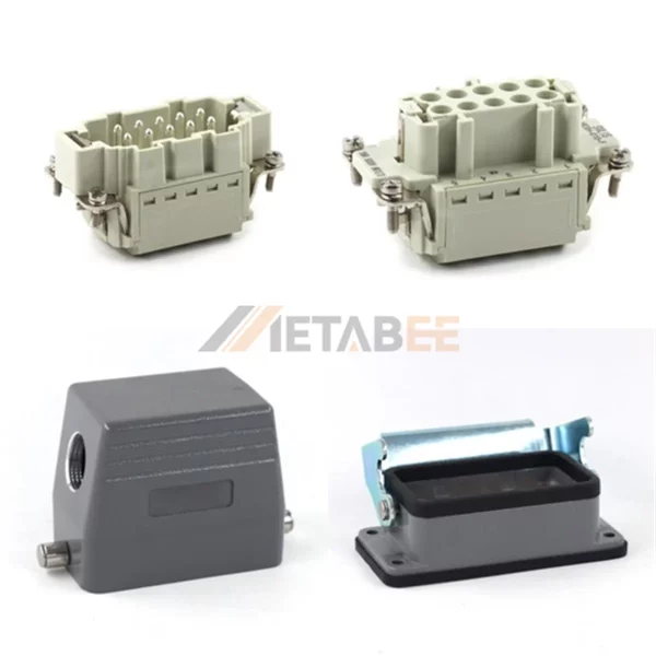 HE Series Heavy Duty Connector, 10+PE, Bulkhead, Quick Lock Terminal, Top/Side Entry, 16A/500V