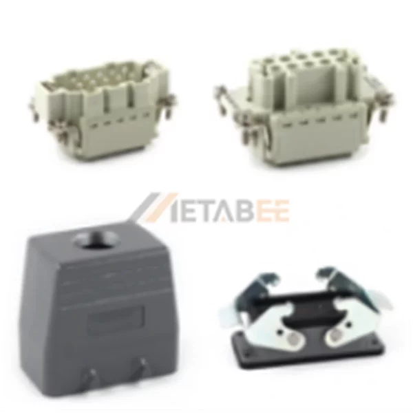 HE Series Heavy Duty Connector, 10+PE, Bulkhead with 2 Levers, Quick Lock Terminal, Top/Side Entry, 16A/500V