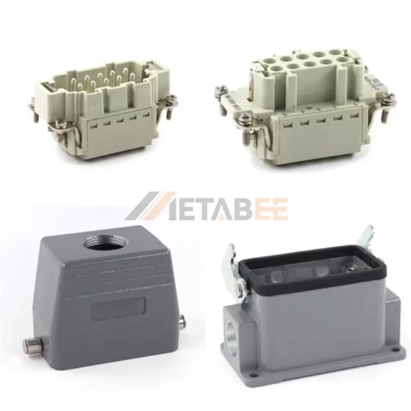 HE Series Heavy Duty Connector, 10+PE, Surface Mounting, Quick Lock Terminal, Top/Side Entry, 16A/500V