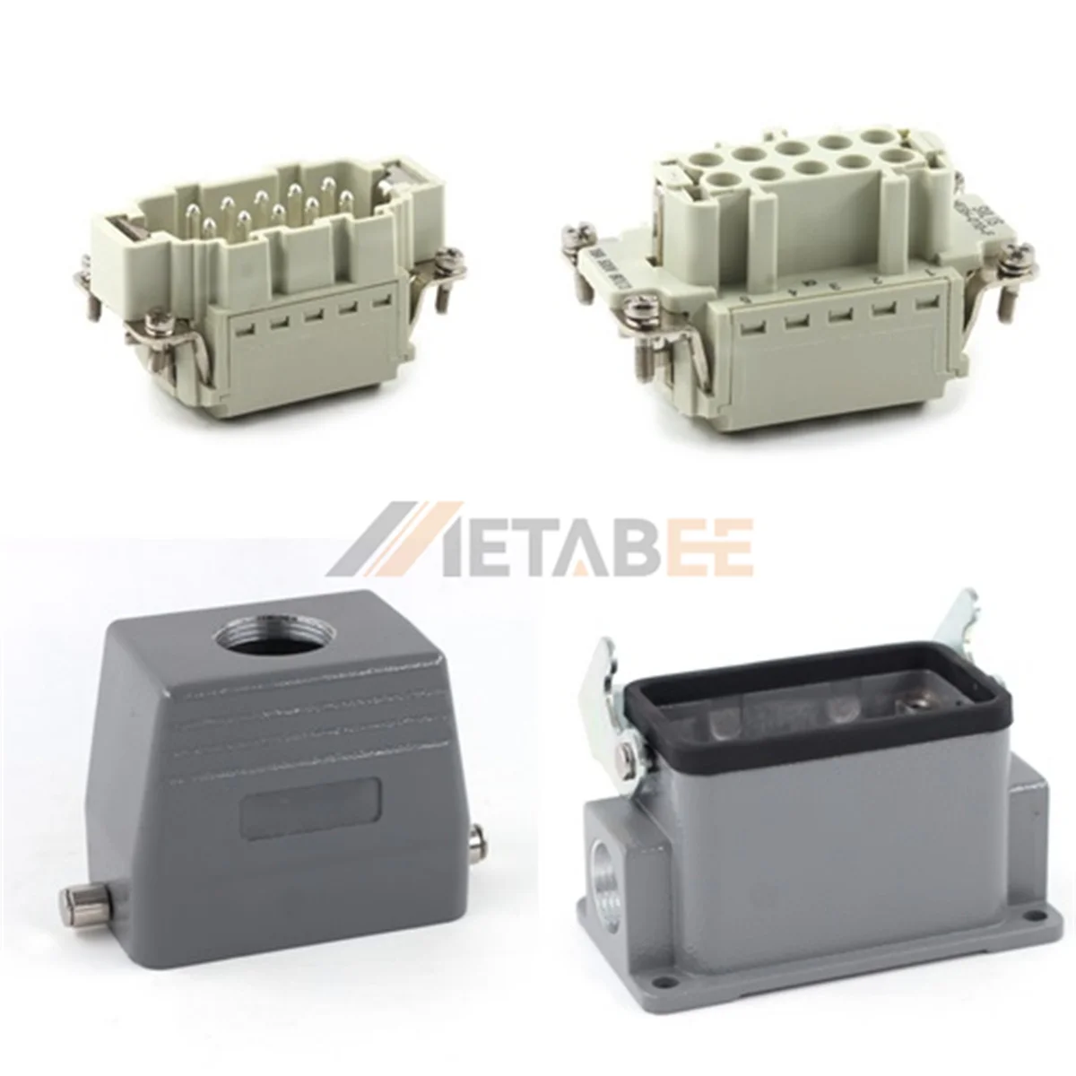 HE Series Heavy Duty Connector, 10+PE, Surface Mounting, Quick Lock Terminal, Top/Side Entry, 16A/500V