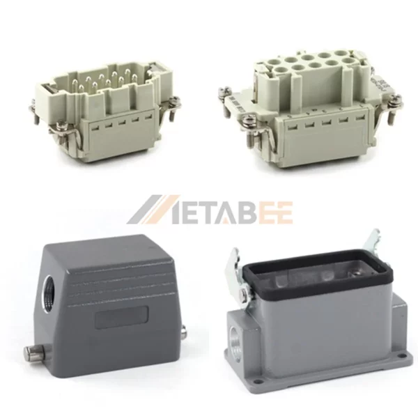 HE Series Heavy Duty Connector, 10+PE, Surface Mounting, Quick Lock Terminal, Top/Side Entry, 16A/500V