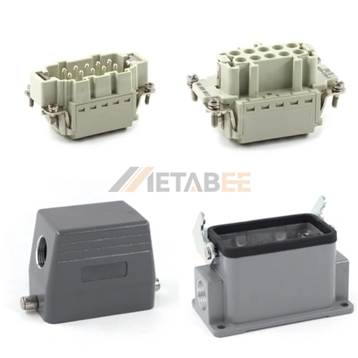 HE Series Heavy Duty Connector, 10+PE, Surface Mounting, Quick Lock Terminal, Top/Side Entry, 16A/500V