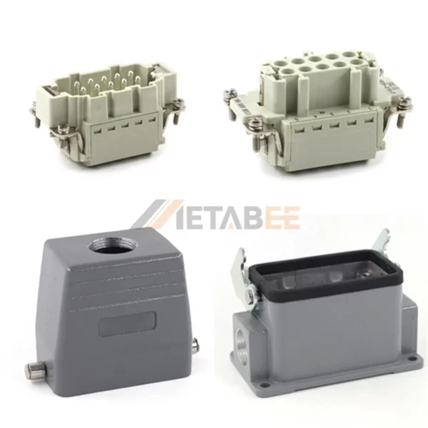 HE Series High Construction Heavy Duty Connector, 10+PE, Surface Mounting, Quick Lock Terminal, Top/Side Entry, 16A/500V