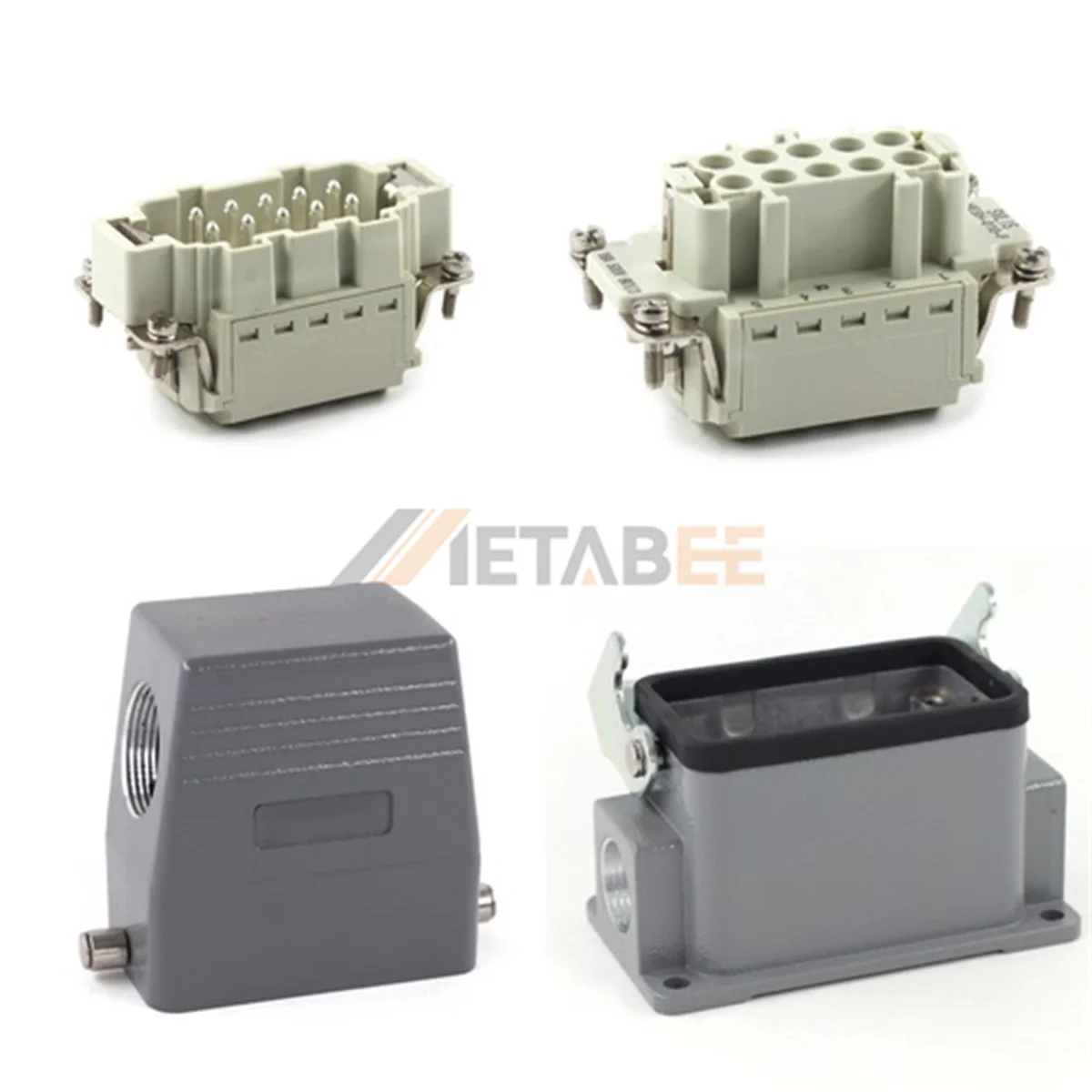 HE Series High Construction Heavy Duty Connector, 10+PE, Surface Mounting, Quick Lock Terminal, Top/Side Entry, 16A/500V